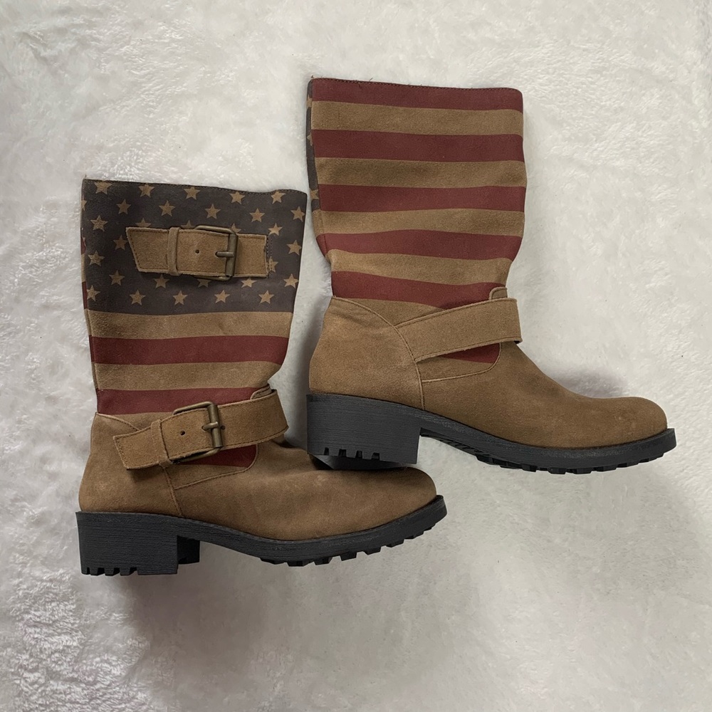 Tan Cooper Suede Flag Boots